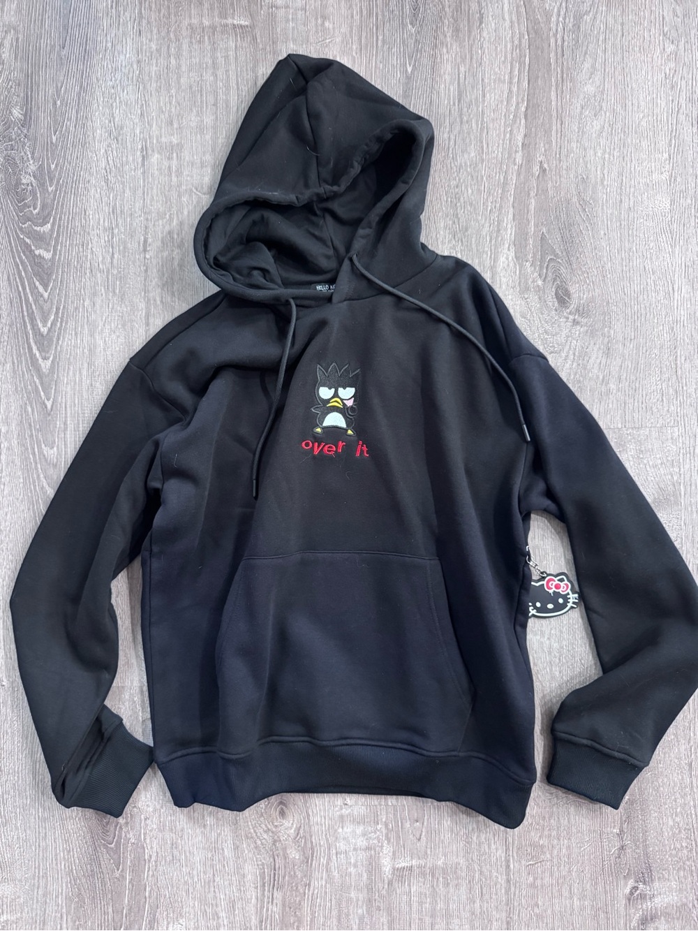 Forever 21 Black Crewneck Hoodie with Small Character Graphic